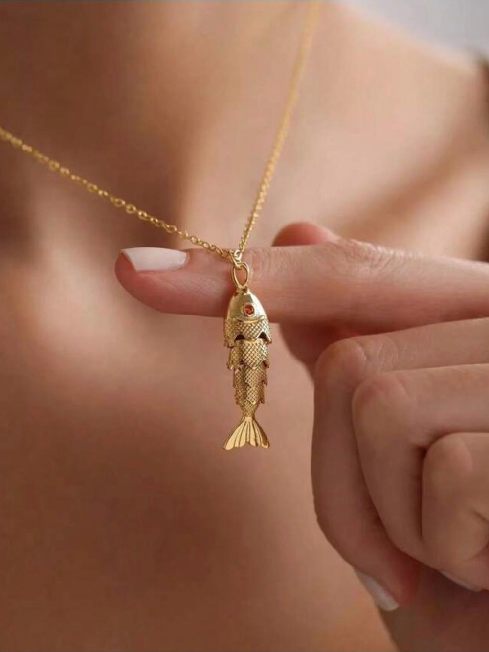 Gold Fish Pendant Necklace charm copper